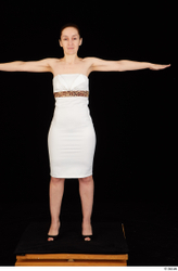 Whole Body Woman T poses White Formal Dress Average Standing Studio photo references